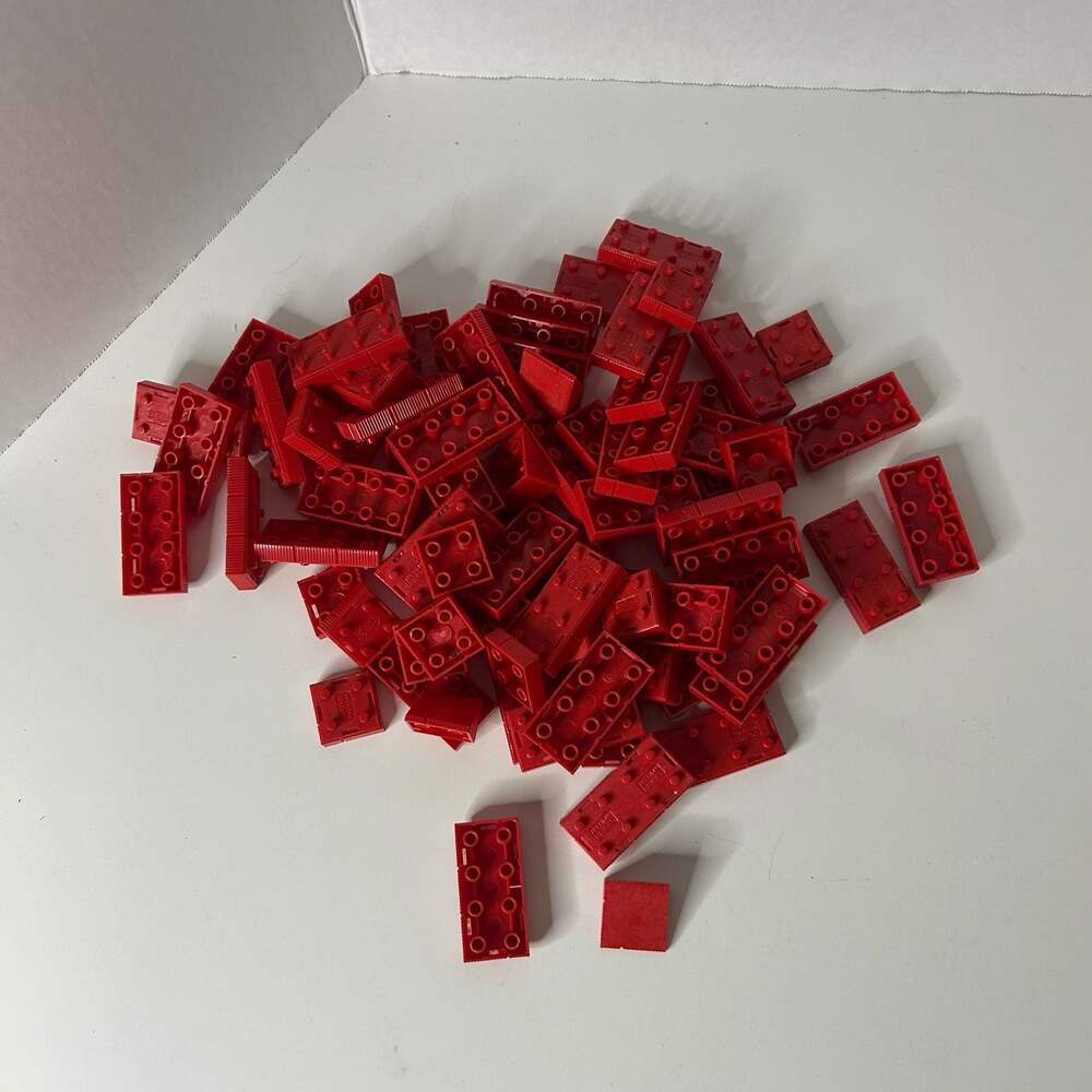 Vintage Elgo American Plastic Bricks Red Building Block Assortment